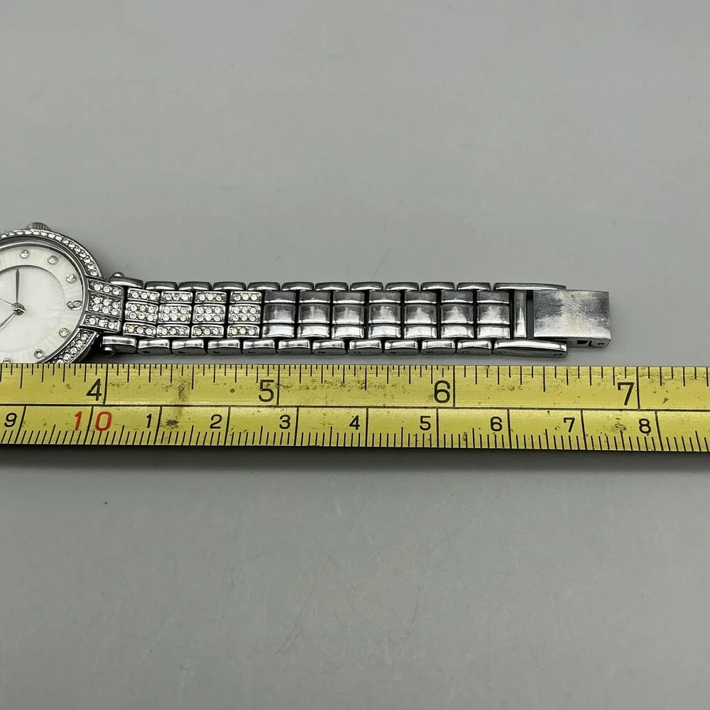 Armitron Womens Watch 28mm Silver Crystal Bracelet 75/4309SV New Battery 6.75